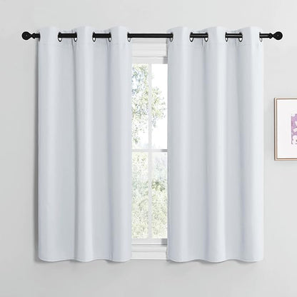 NICETOWN Room Darkening Curtain Panels for Bedroom, Easy-Care Solid Thermal Insulated Grommet Room Darkening Draperies/Drapes (Greyish White, 2 Panels, 42 in x 50 in (W x L))