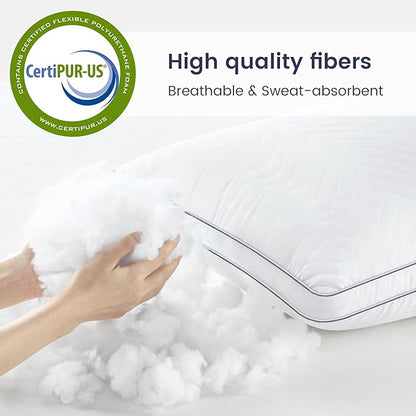 Maxzzz Bed Pillows Standard Size Set of 2, Fluffy Pillows for Back, Stomach or Side Sleepers, Luxury Hotel Quality, White(18x25 inch)