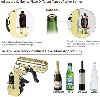 Champagne Gun, 4TH Generation Champagne Gun Shooter, Fun beer gun shooter, Adjustable Wine Stopper Gun Shooter, Suitable for Wedding, Club, Bar, Birthday, Beach, Family Gathering,Christmas