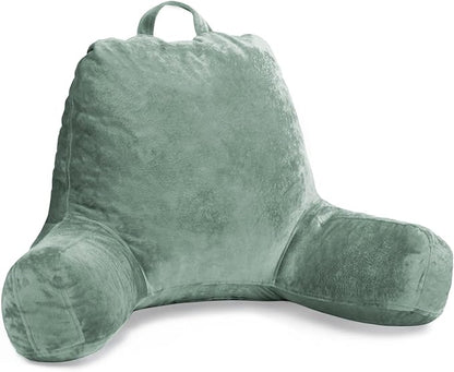 Sasttie Reading Pillow for Sitting in Bed Adult, Velvet Back Pillow for Bed Sitting Up, Backrest Back Support Chair Pillow, College Dorm Essentials for Girls and Boys, Sage