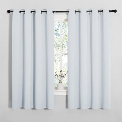 NICETOWN Room Darkening Draperies Curtains Panels, Window Treatment Thermal Insulated Grommet Room Darkening Curtains/Drapes for Bedroom (Greyish White, 2 Panels, 55 by 68)