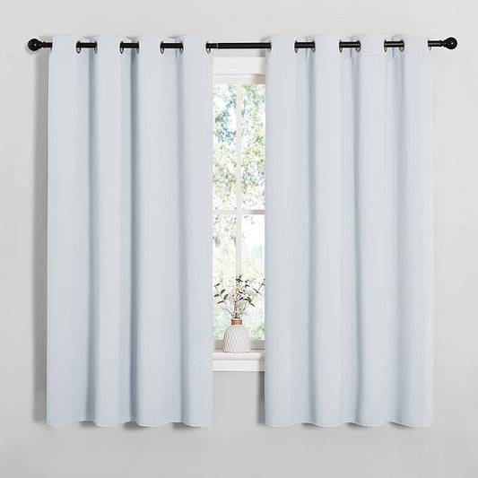 NICETOWN Room Darkening Draperies Curtains Panels, Window Treatment Thermal Insulated Grommet Room Darkening Curtains/Drapes for Bedroom (Greyish White, 2 Panels, 55 by 68)