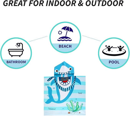NovForth Kids Beach Towel for Boys Girls, Hooded Bath Towel Wrap, Toddler Pool Towel with Hood