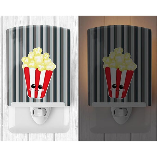 Caroline's Treasures BB7053CNL Popcorn Face Ceramic Night Light Compact, UL-Certified, Ideal for Bedroom, Bathroom, Nursery, Hallway, Kitchen, 6x4x3, Multicolor