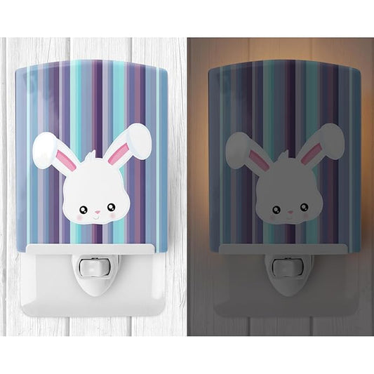 Caroline's Treasures BB6933CNL Rabbit Face Ceramic Night Light Compact, UL-Certified, Ideal for Bedroom, Bathroom, Nursery, Hallway, Kitchen, 6x4x3, Multicolor