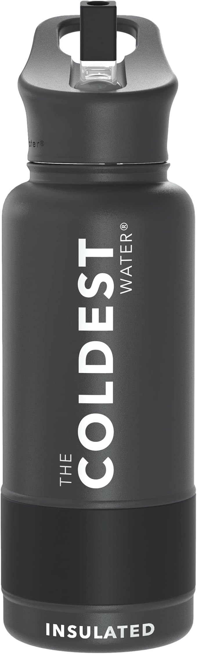 Coldest Sports Water Bottle with Straw Lid Vacuum Insulated Stainless Steel Metal Thermos Bottles Reusable Leak Proof Flask for Sports Gym (Stealth, 32 oz)