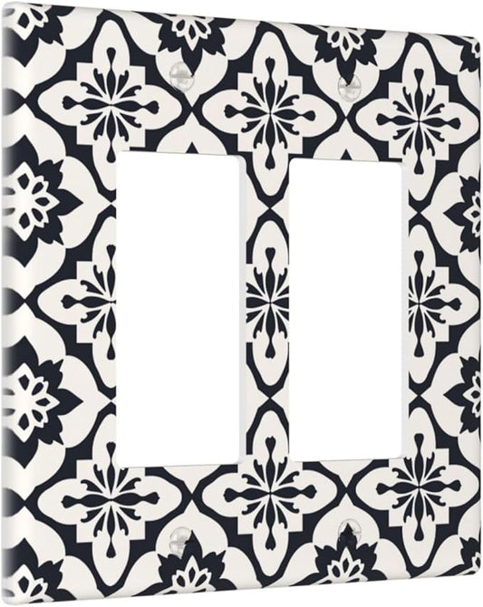 Black And White Funny Plastic Wall Plate Decorative Double Rocker Light Switch Cover For Women Girls Bedroom Kitchen Living Room