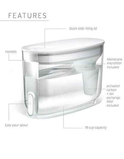 LifeStraw Home – Water Filter Dispenser, 18-Cup, Pebble, BPA Free Designed for Everyday Protection Against tap Water contaminants Including Bacteria, parasites, microplastics, Lead, Mercury