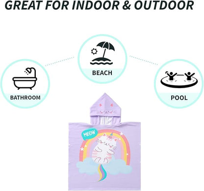NovForth Kids Beach Towel for Boys Girls, Shark Hooded Bath Towel Wrap, Toddler Pool Towel with Hood