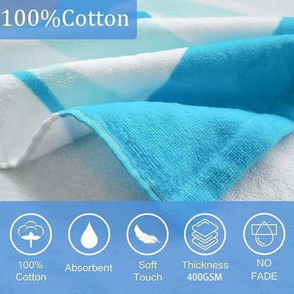 VOOVA & MOVAS Hooded Towels for Kids 3-10Years, Soft | Thick | 100% Cotton | Absorbent Towel Wrap, Perfect for Kids Beach, Pool, Bath, Swimming, Stripe Dog