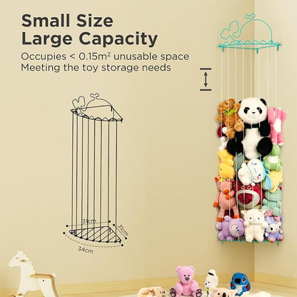 Stuffed Animal Storage,Stuffed Animal Holder with Adjustable Length,Corner Shelf for Kids Room Decor,Soft Toy Storage Organizer for Living Room,Bedroom,Nursery,Playroom,Kids Room