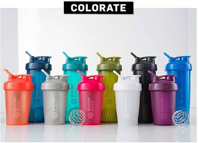 BlenderBottle Classic Shaker Bottle Perfect for Protein Shakes and Pre Workout, Black, 20 Ounce