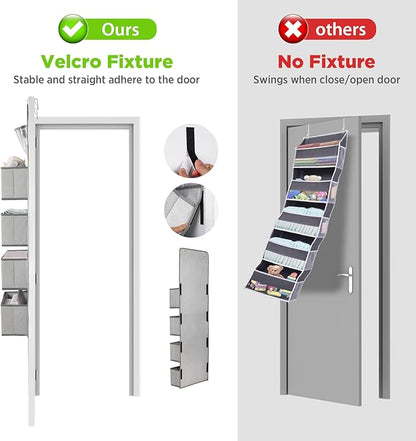Univivi Door Hanging Organizer Nursery Closet Cabinet Over The Door Organizer with 4 Large Pockets and 3 Small PVC Pockets Door Storage for Cosmetics, Toys and Sundries