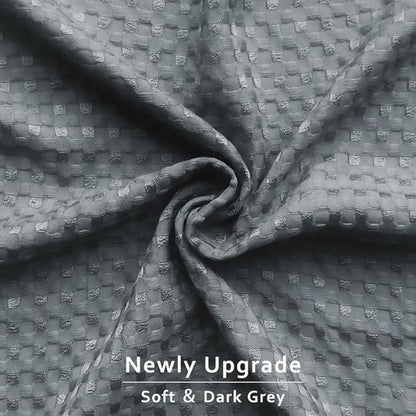 MIYE Pleated Waffle Weave Bed Skirt, Tailored Dust Ruffle 12 Inch Drop Easy Fit, Machine Washable (Dark Grey,Cal King - 12" Drop)