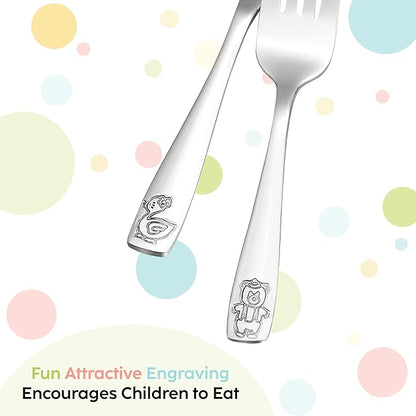 Kids Silverware Stainless Steel Set of 10 Toddler Utensils Forks and Spoons - Dishwasher Safe Kids Flatware Set Children's Safe Cutlery Set