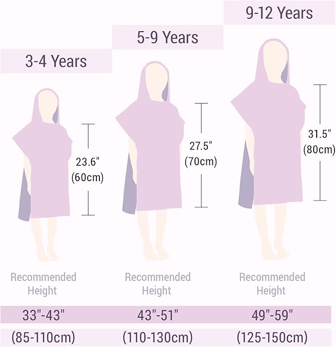 Kids Hooded Towel Bath Beach Soft Cotton Towels Girls Absorbent Pool Wrap with Hood Baby Toddler Poncho Robe(Purple Mermaid,3-4Years/Height:33"-43")