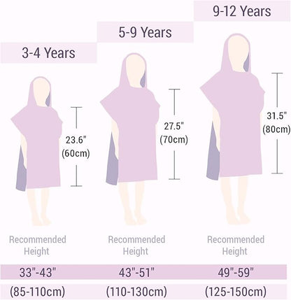 Kids Hooded Towel Bath Beach Soft Cotton Towels Girls Absorbent Pool Wrap with Hood Baby Toddler Poncho Robe(Purple Mermaid,3-4Years/Height:33"-43")