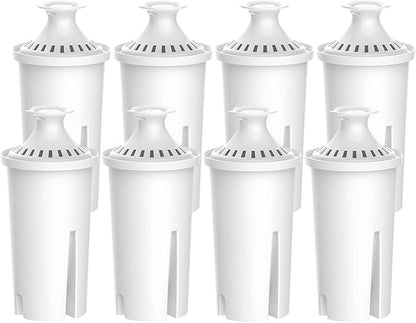 Replacement Filters for All Brita® Pitchers and Dispensers, Fits Brita® Classic OB03, Mavea® 107007, and More, NSF/ANSI 42 Certified, Last Up to 2 Months or 40 Gallons (Pack of 8)