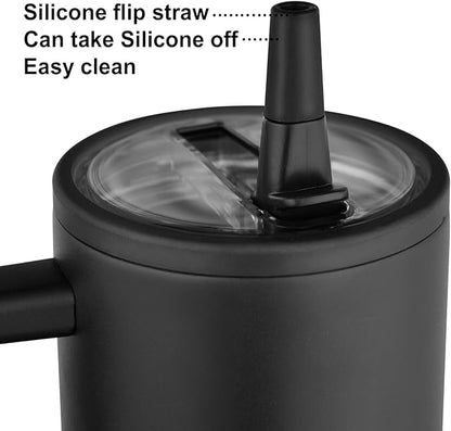Tumbler with Handle and Straw,100% Leak-proof Travel Coffee Tumbler,40 oz tumbler with handle and straw,Gifts for Women Men,Black
