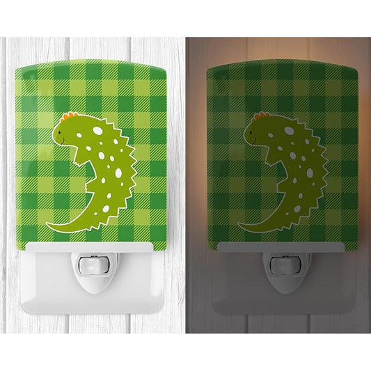 Caroline's Treasures BB6748CNL Lizard on Plaid Ceramic Night Light Compact, UL-Certified, Ideal for Bedroom, Bathroom, Nursery, Hallway, Kitchen, 6x4x3, Multicolor