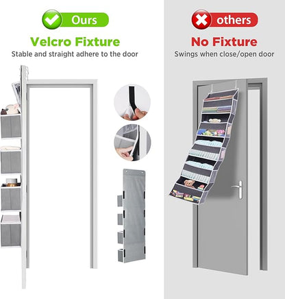 Univivi Door Hanging Organizer Nursery Closet Cabinet Baby Storage with 4 Large Pockets and 3 Small PVC Pockets for Cosmetics, Toys and Sundries (Grey)