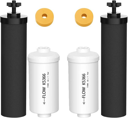 Gravity Water Filter by NSF/ANSI 42 Certified, Replacement for BB9-2® Black Filters & for PF-2® Fluoride Filters Combo Packs, Compatible with Berkey® Gravity Water Filter System