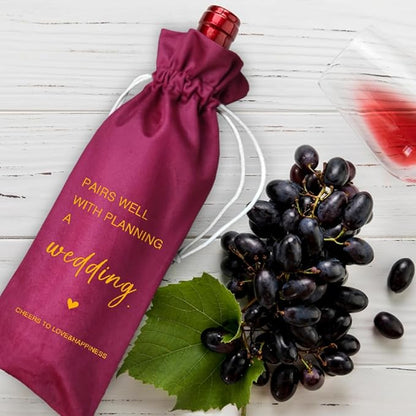 TBITON Wedding Gifts Engagement Gifts for Couple, Wine Bag Wedding Gift for Mr and Mrs, Engagement Gift for Her, Newlywed Gift, Pairs Well with A Planning Wedding (Wedding-Red)