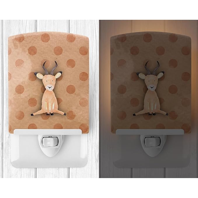 Caroline's Treasures BB7391CNL Polkadot Antelope Watercolor Ceramic Night Light Compact, UL-Certified, Ideal for Bedroom, Bathroom, Nursery, Hallway, Kitchen, 6x4x3, Multicolor