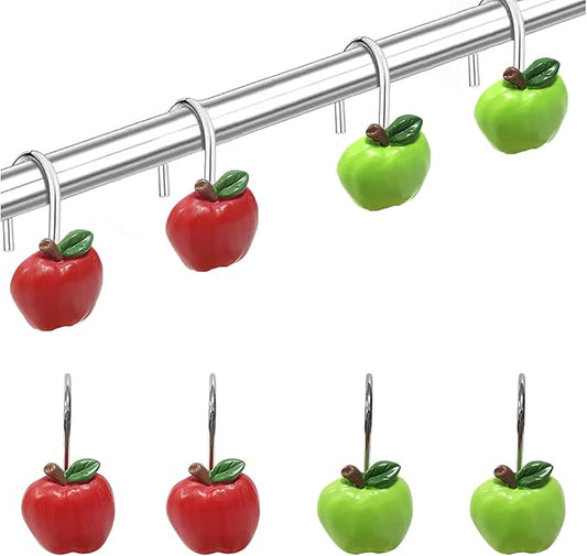 Shower Curtain Hooks, Resin Hooks, Bathroom Shower Rod Decoration Set, 12 Pieces