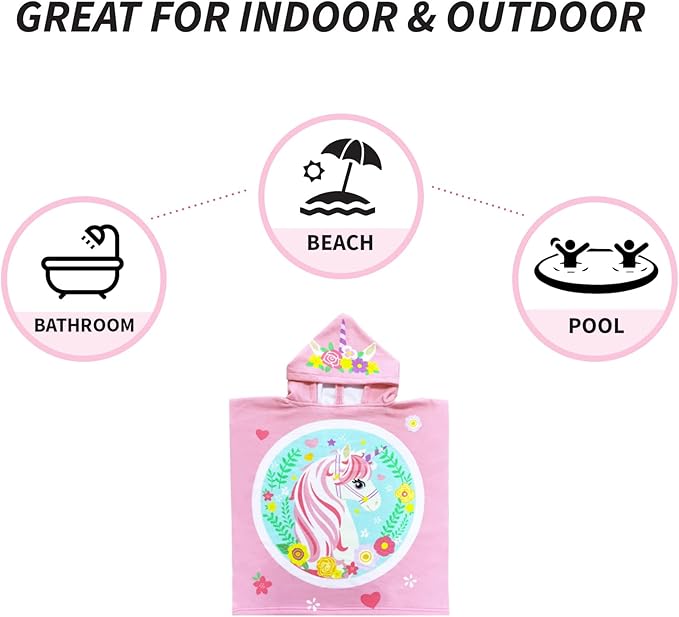 NovForth Bath Towel for Toddler Boys, Pool Hooded Towel for Kids, Hooded Bath Beach Towel Poncho for Bath/Pool/Beach Swim Cover