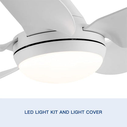 NicBex Ceiling Fan 30 Inch Indoor Modern Ceiling Fans with Integrated LED Light and Remote Control Down Rod Mount Ceiling Fan with 5 Blades for Living Room, Bedroom, White
