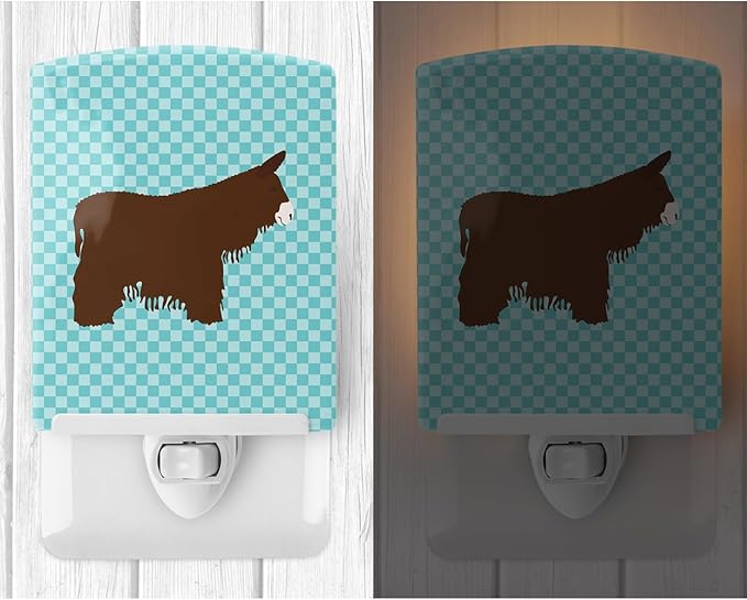 Caroline's Treasures BB8026CNL Poitou Poiteuin Donkey Blue Check Ceramic Night Light Compact, UL-Certified, Ideal for Bedroom, Bathroom, Nursery, Hallway, Kitchen, 6x4x3, Multicolor