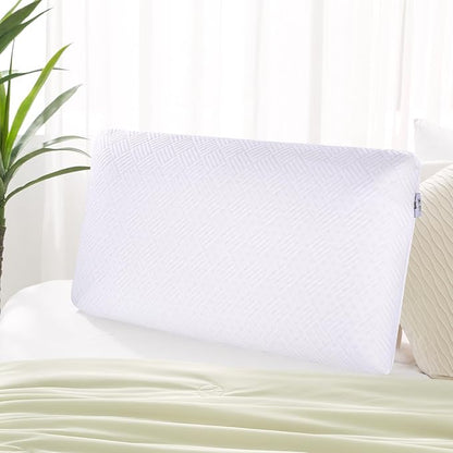 SUQ I OME Slim Sleeper- Thin Latex Foam Pillow for Bed Sleeping, Firm,Low Profile for Side, Back, and Stomach Sleepers