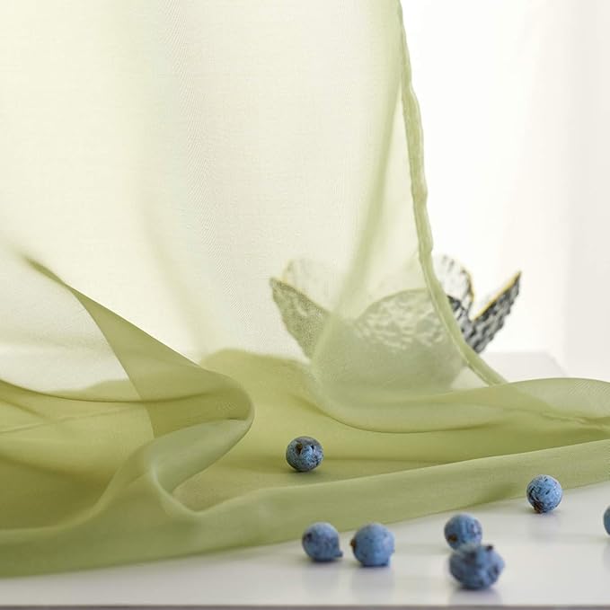 Sage Green Sheer Curtains 63 Inch Length 2 Panels Sage Green Sheer Curtains Rod Pocket for Bedroom Living Room 52x63