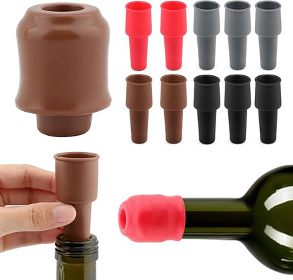 12Pcs Silicone Wine Stoppers Reusable Sparkling Wine Bottle Stopper Double Sealed Silicone Wine Bottle Stoppers Wine Bottle Cover Wine Bottle Capsh