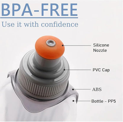 Water Bottle for Running No Bounce Water Bottle with Clip and Cover Cap,BPA-Free Plastic, 8.8oz (250ml) for Running/Marathon/Walking/Hiking/Cycling/Trail/Skiing (1 Pack)