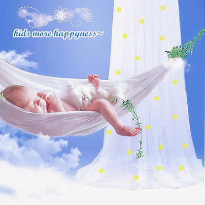 Eimilaly Princess Bed Canopy Glow in The Dark, Christmas Snowflakes Bed Canopy for Girls Room Decor, Encrypted Fabric, Purple