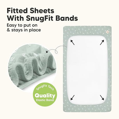 2-Pack Waterproof Crib Sheets for Boys, Girls - Viscose Derived from Bamboo Crib Sheets Neutral, Crib Mattress Protector Sheet, Soft Toddler Bed Sheets, Fitted Baby Crib Sheets Girl, Boy (Prairie)