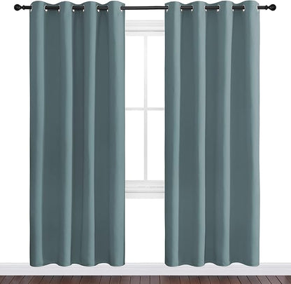 NICETOWN Modern Blackout Curtains Noise Reducing, Thermal Insulated and Privacy Room Darkening Drape Panels for Boy's Guest Room Door Window (Greyish Blue, 2 Panels, W55 x L78 -Inch)