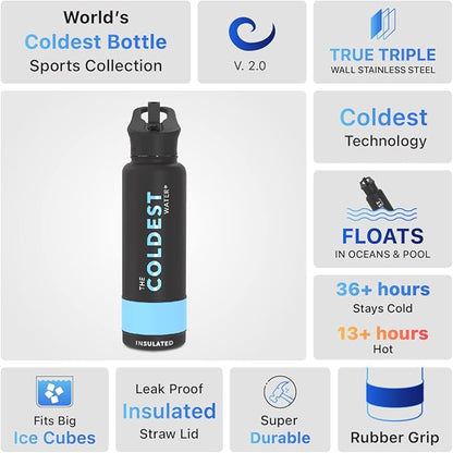 Coldest Sports Water Bottle with Straw Lid Vacuum Insulated Stainless Steel Metal Thermos Bottles Reusable Leak Proof Flask for Sports Gym (40 oz, Camo Flag)