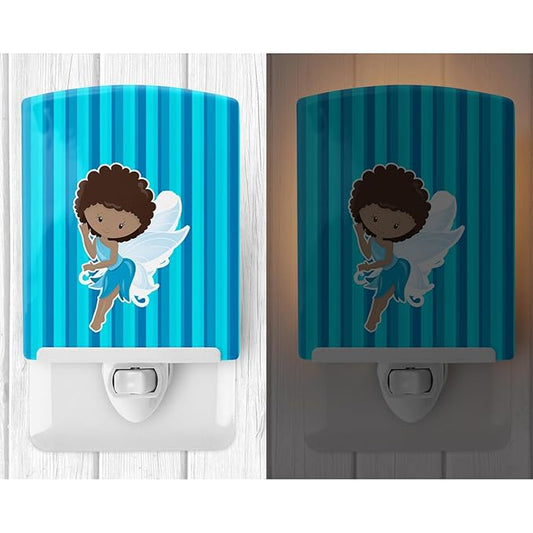Caroline's Treasures BB6906CNL Fairy Blue Stripes Ceramic Night Light Compact, UL-Certified, Ideal for Bedroom, Bathroom, Nursery, Hallway, Kitchen, 6x4x3, Multicolor