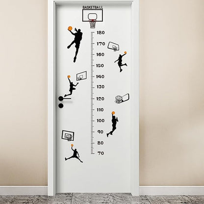 Basketball Player Kids Height Wall Chart | Peel & Stick Nursery Wall Decals for Baby Bedroom, Toddler Playroom