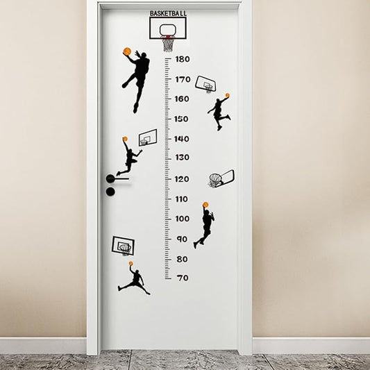 Basketball Player Kids Height Wall Chart | Peel & Stick Nursery Wall Decals for Baby Bedroom, Toddler Playroom