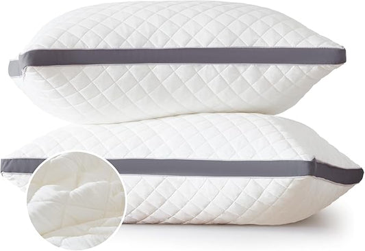 Soft Pillows Standard Size Set of 2,Bed Pillows with Gusseted Edge,Fluffy Microfiber Standard Pillows 2 Pack for Back, Stomach or Side Sleepers