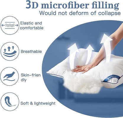 BedTreat Bed Pillows for Sleeping, Super Soft Down Alternative Pillows Standard Size Set of 2, Cooling Hotel Quality Pillows for Back, Stomach or Side Sleepers