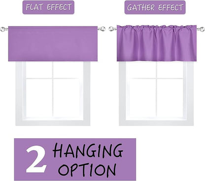 Light Purple Extra Wide Valance for Windows 100x18 Inch Solid Thermal Insulated Blackout Rod Pocket Kitchen Short Curtain Toppers Extra Wide Valance for Bathroom Living Room, Lilac Lavender