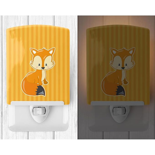 Caroline's Treasures BB9164CNL Fox Ceramic Night Light Compact, UL-Certified, Ideal for Bedroom, Bathroom, Nursery, Hallway, Kitchen, 6x4x3, Multicolor