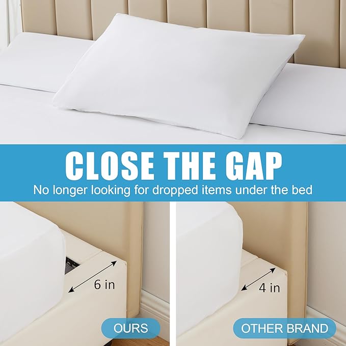 Queen Bed Wedge Pillow for Headboard, Foam Pillow Wedge for Headboard Gap, Mattress Bed Gap Filler Queen Triangle Pillow Wedge, Anti-slip Bed Crack Pillow Space Filler Queen (60"×10"×6") White