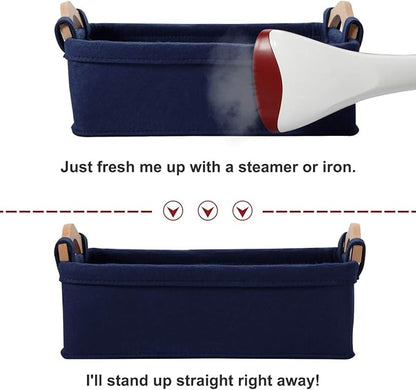 Basket Small Storage Baskets Little Basket Felt Soft Fabric Basket Storage Bins for Books Magazines Newspapers Shelves Storage Basket Collapsible Storage Basket Navy Blue Basket Storage Containers