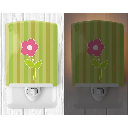 Caroline's Treasures BB8594CNL Flower on Stripes Ceramic Night Light Compact, UL-Certified, Ideal for Bedroom, Bathroom, Nursery, Hallway, Kitchen, 6x4x3, Multicolor